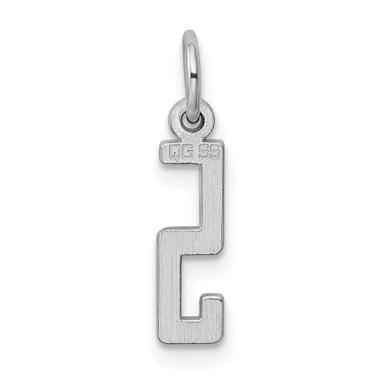 Sterling Silver/Rhodium-plated Elongated Polished Number 5 Charm