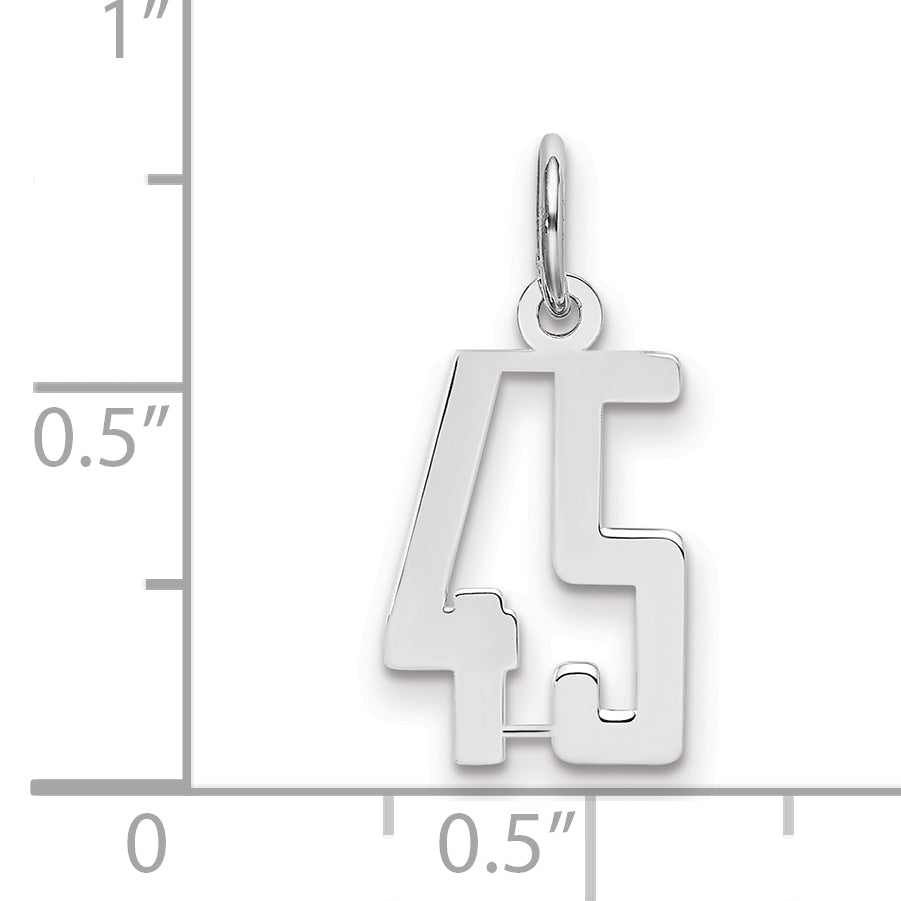 Sterling Silver/Rhodium-plated Elongated Number 45 Charm