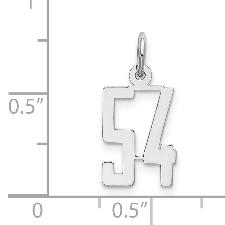 Sterling Silver/Rhodium-plated Elongated Number 54 Charm