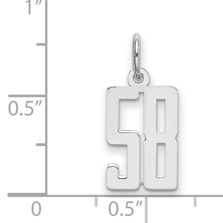 Sterling Silver/Rhodium-plated Elongated Number 58 Charm