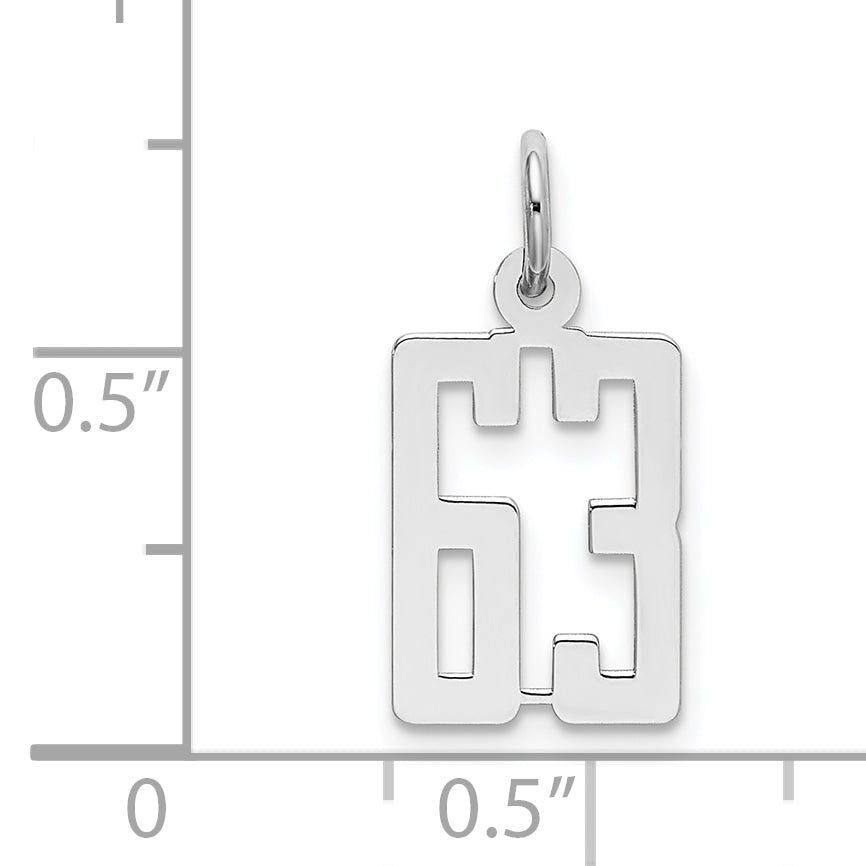 Sterling Silver/Rhodium-plated Elongated Number 63 Charm