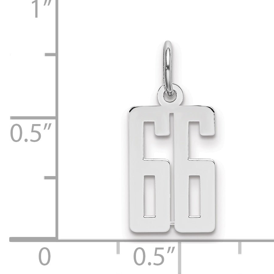 Sterling Silver/Rhodium-plated Elongated Number 66 Charm
