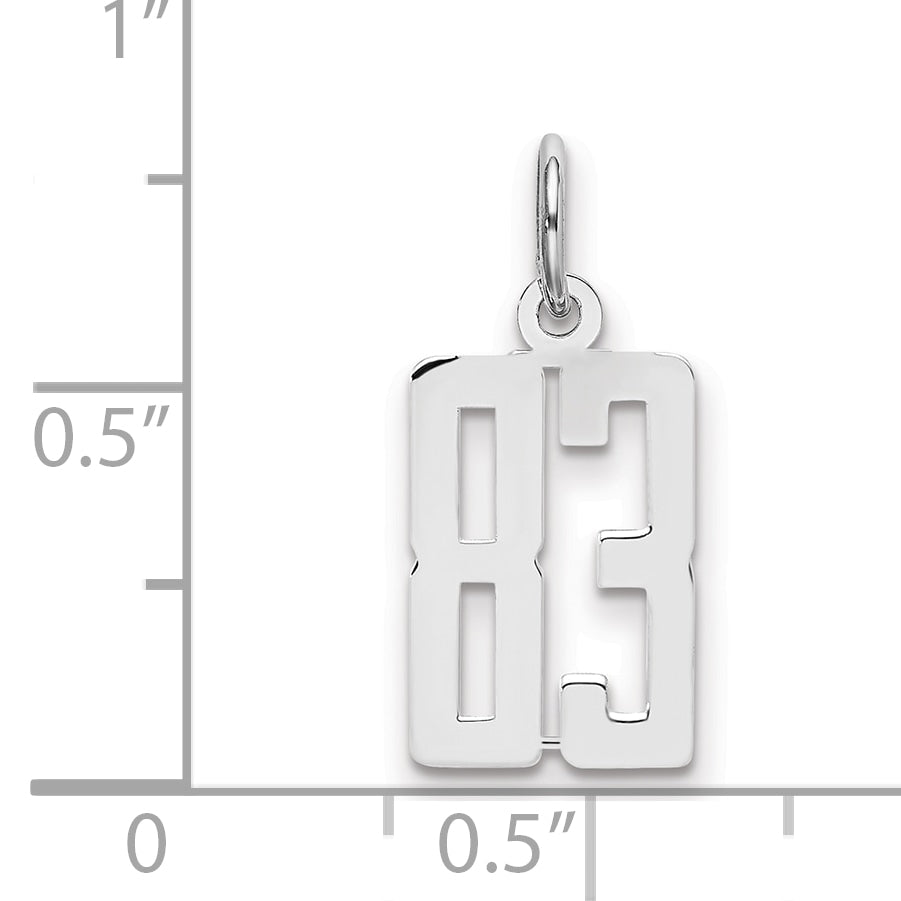 Sterling Silver/Rhodium-plated Elongated Number 83 Charm