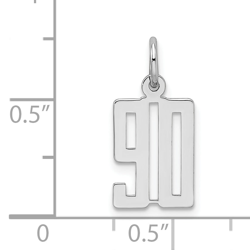 Sterling Silver/Rhodium-plated Elongated Number 90 Charm