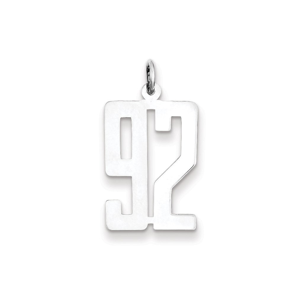 Sterling Silver/Rhodium-plated Elongated Number 92 Charm