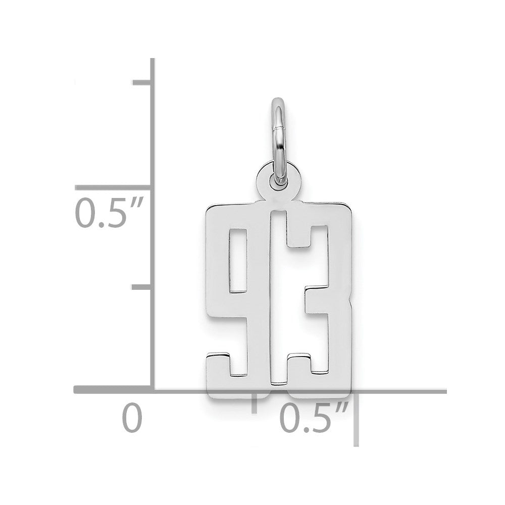 Sterling Silver/Rhodium-plated Elongated Number 93 Charm