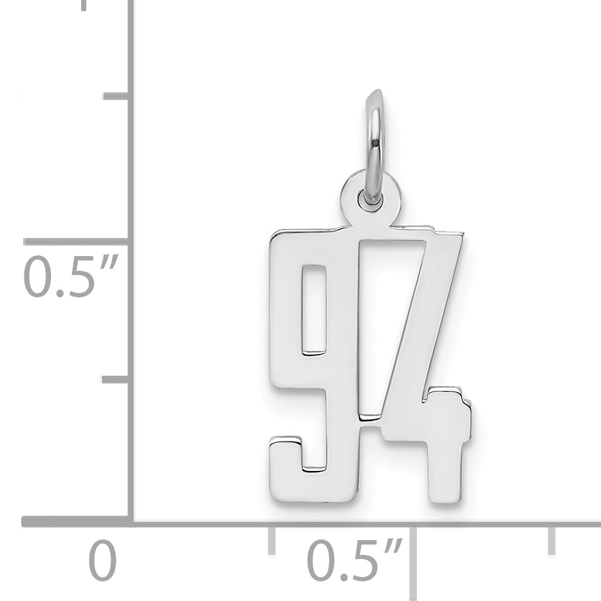 Sterling Silver/Rhodium-plated Elongated Number 94 Charm