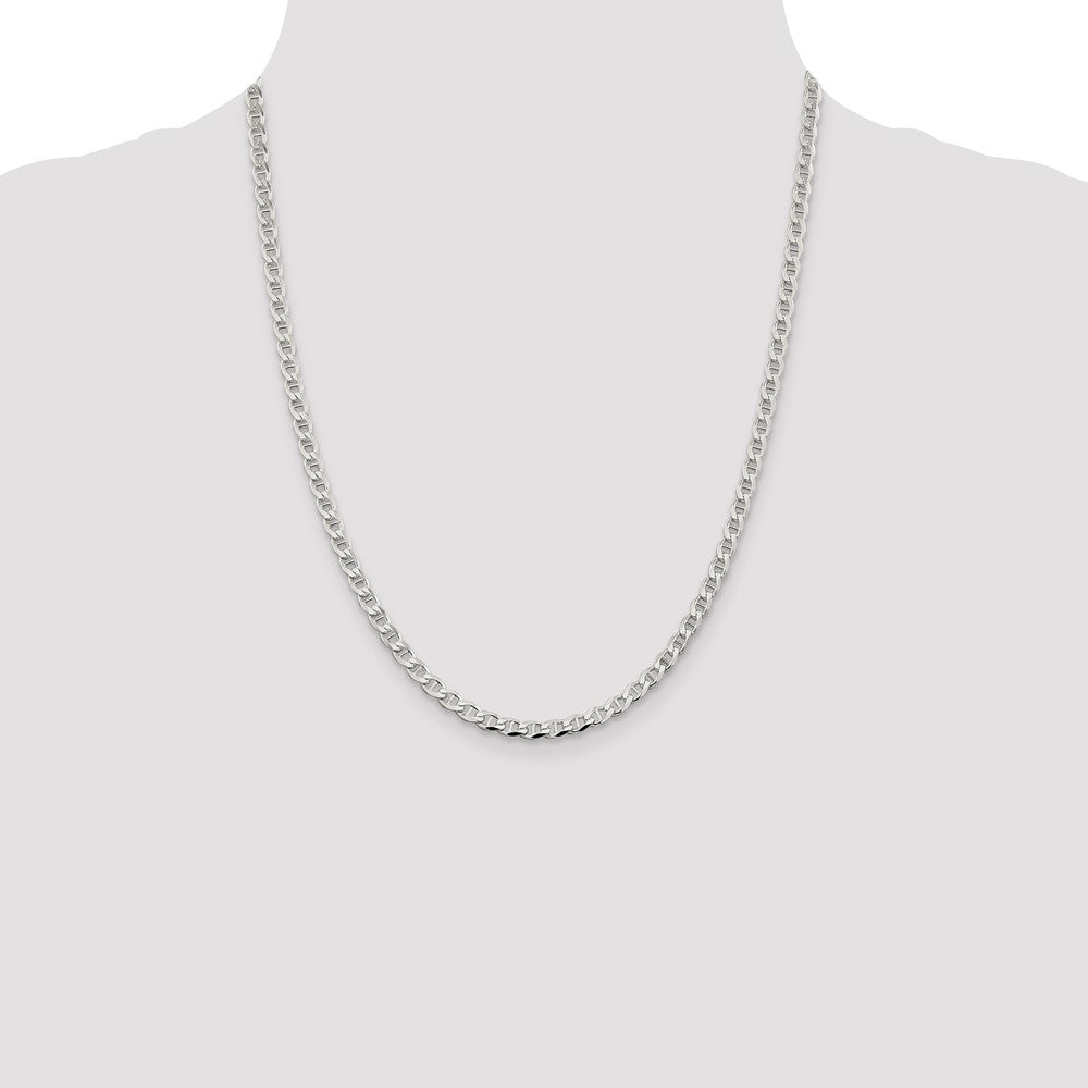 Sterling Silver 4.0mm D/C Flat Anchor Curb Chain