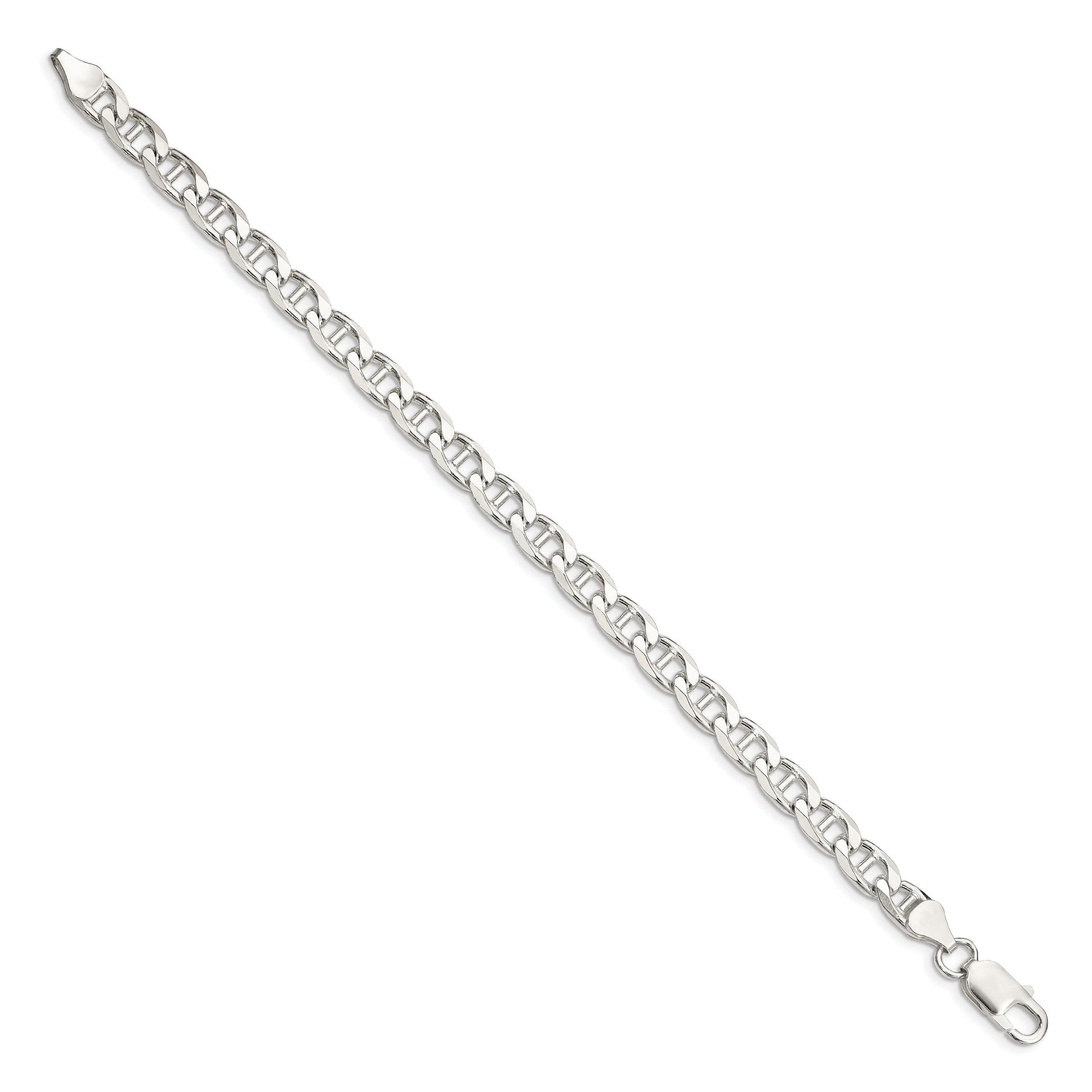 Sterling Silver 6.5mm D/C Flat Anchor Curb Chain