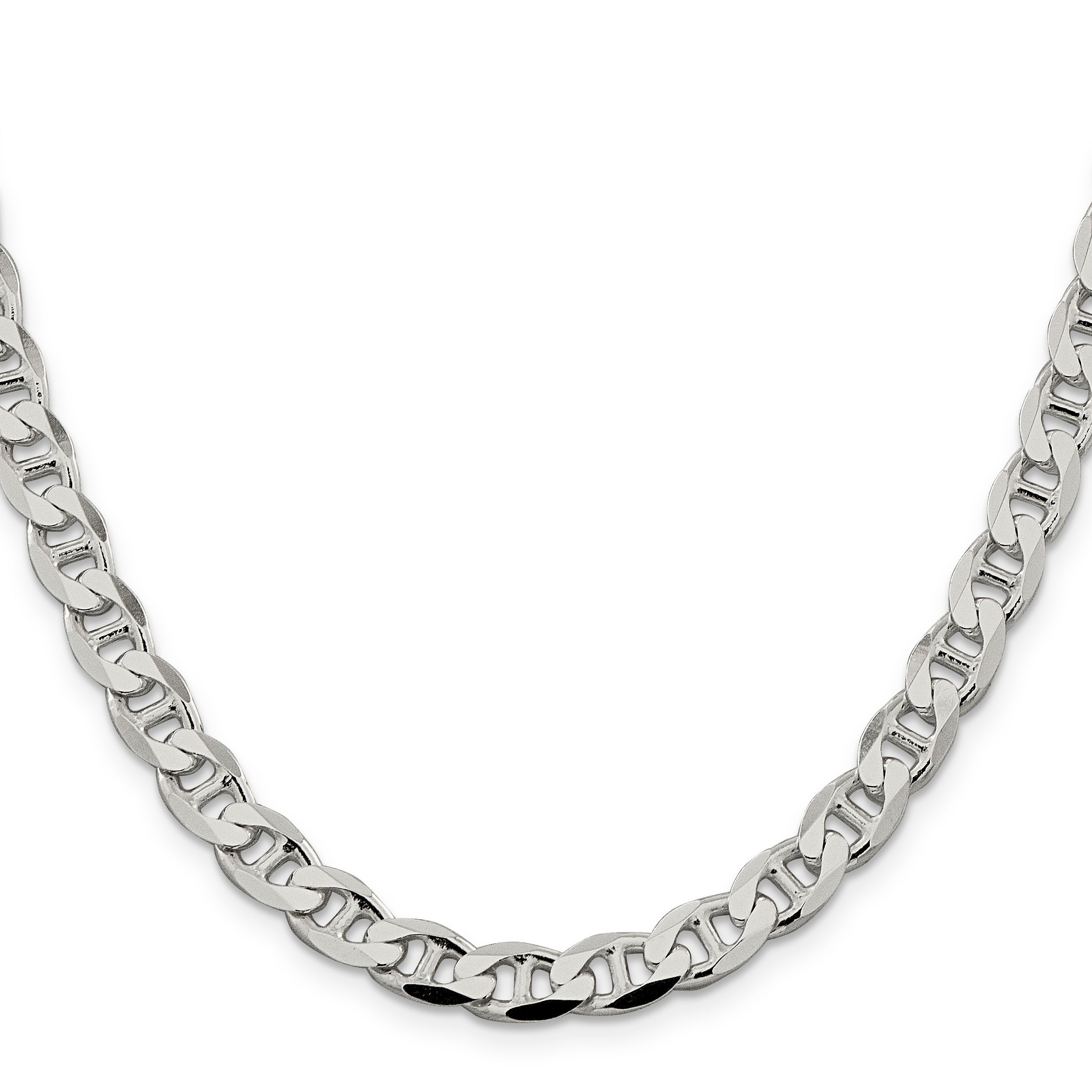 Sterling Silver 7.4mm D/C Flat Anchor Curb Chain