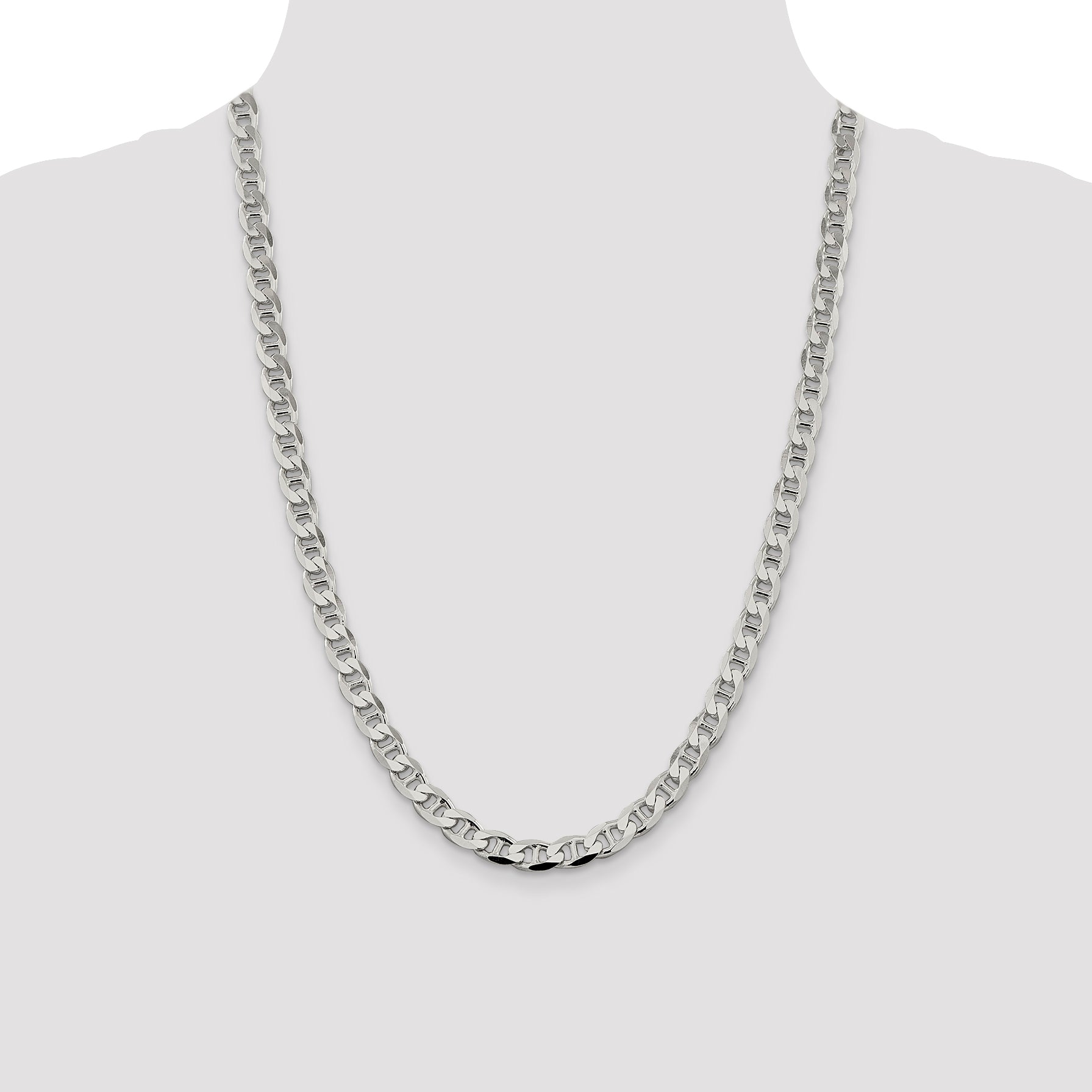 Sterling Silver 7.4mm D/C Flat Anchor Curb Chain