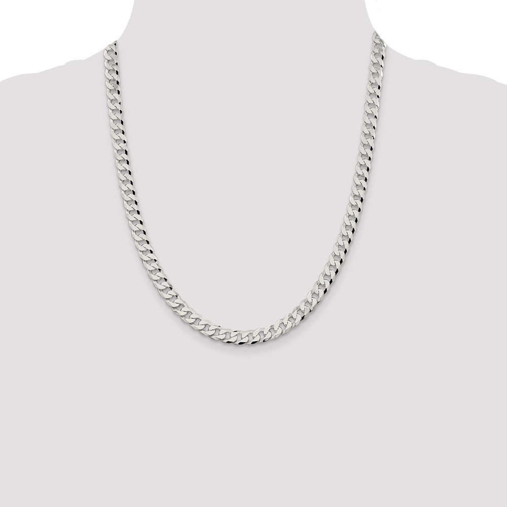 Sterling Silver 7mm Beveled Curb Chain