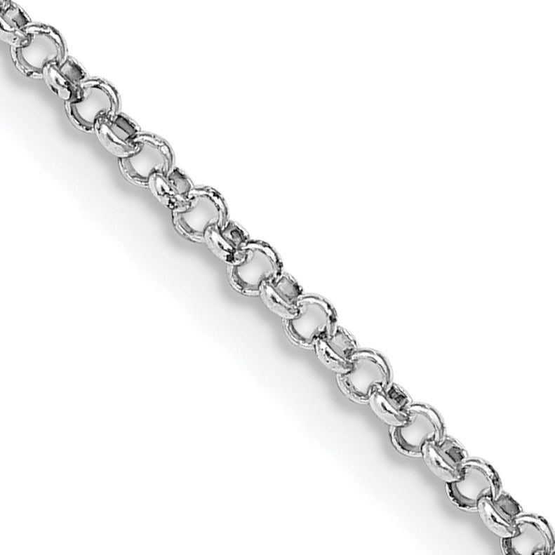 Sterling Silver Rhodium-plated 1.5mm Rolo Chain with a 2 inch extention