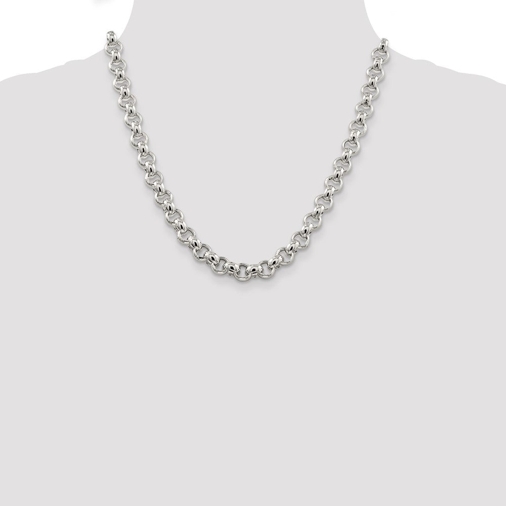 Sterling Silver 9.5mm Semi-solid Rolo Chain