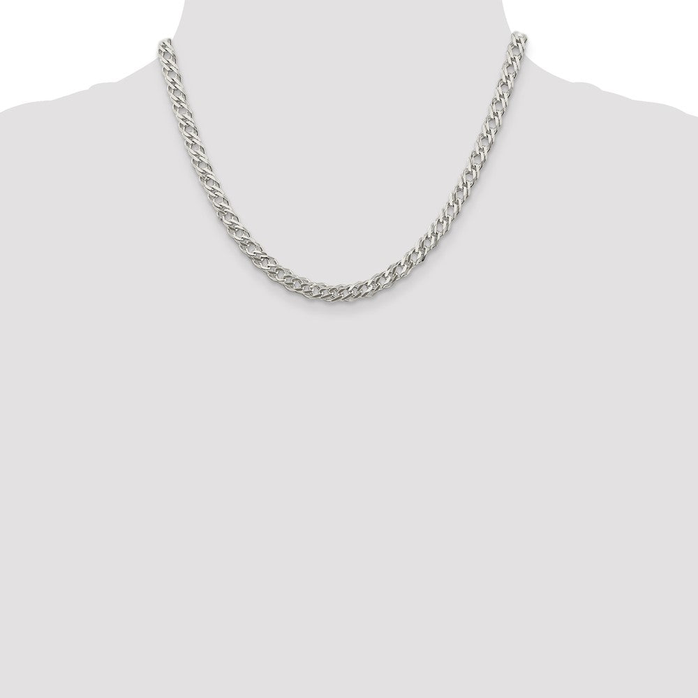 Sterling Silver 5.65mm 6 Side D/C Flat Double Curb Chain