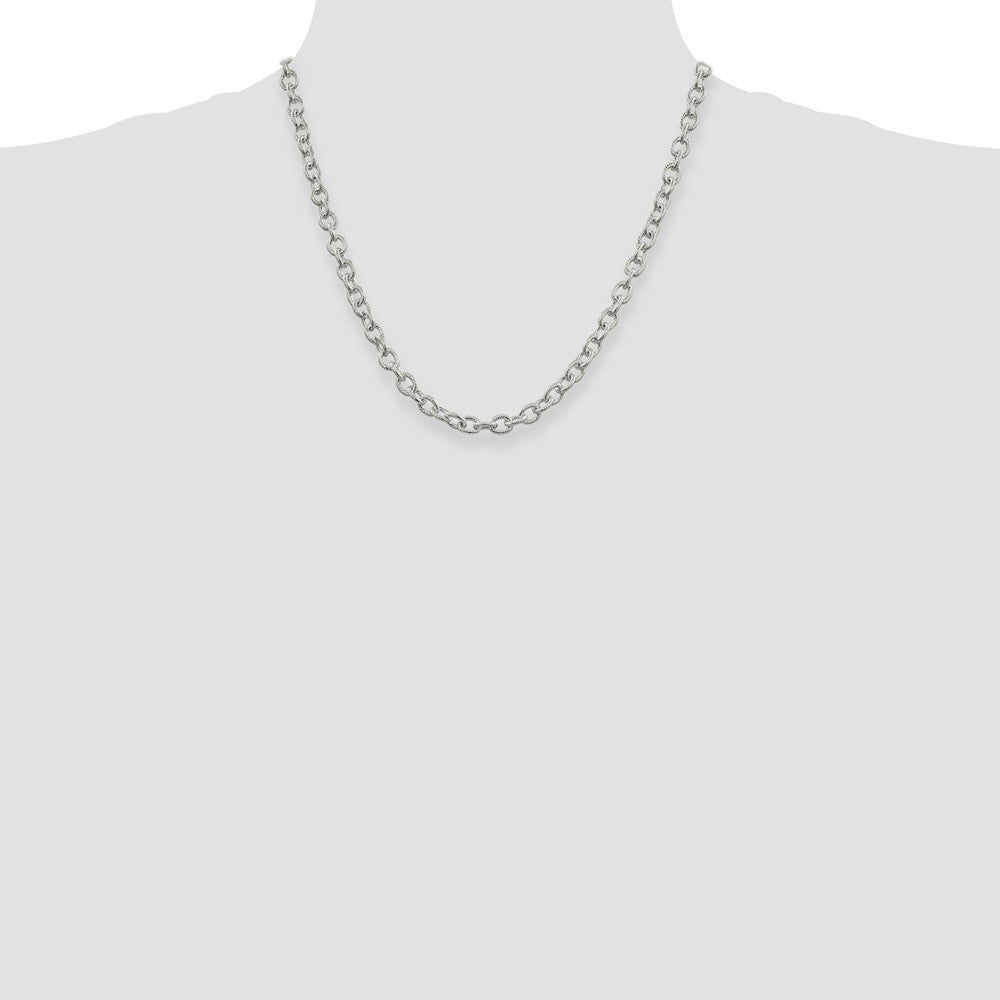 Sterling Silver 6.25mm Fancy Patterned Rolo Chain