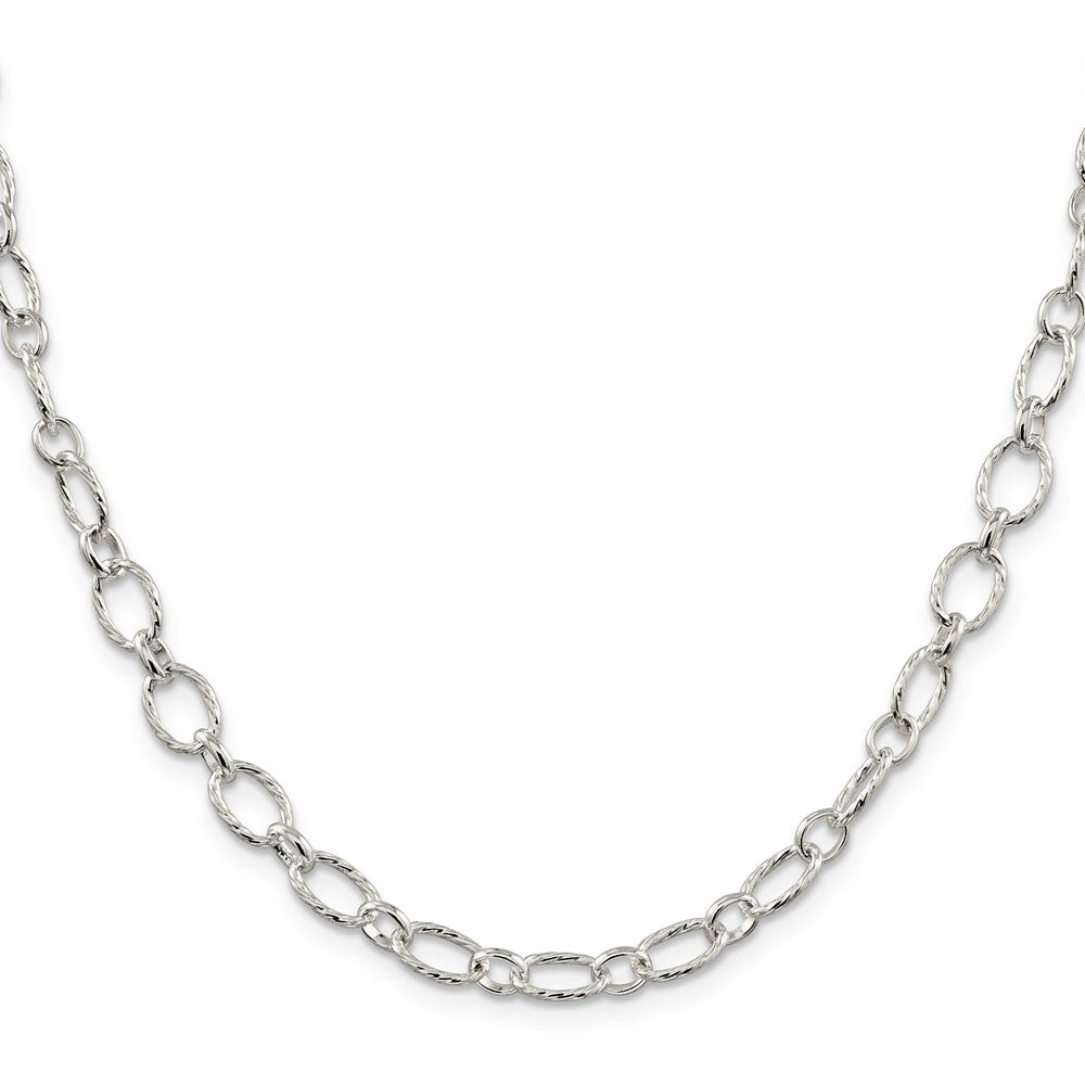 Sterling Silver 6.1mm Fancy Patterned Rolo Chain