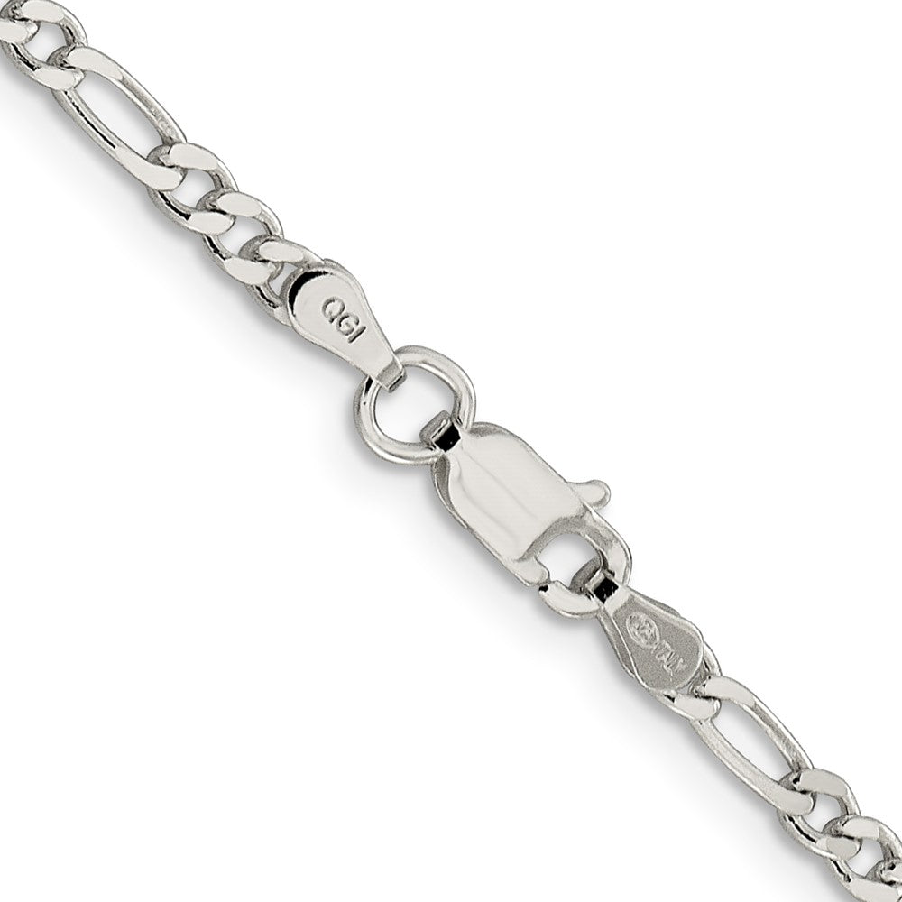 Sterling Silver 3mm PavÇ Flat Figaro Chain