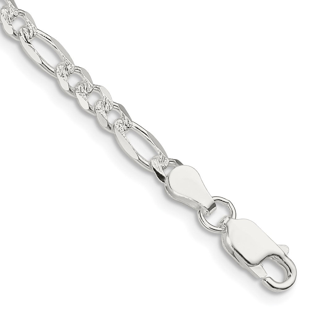 Sterling Silver 4mm PavÇ Flat Figaro Chain