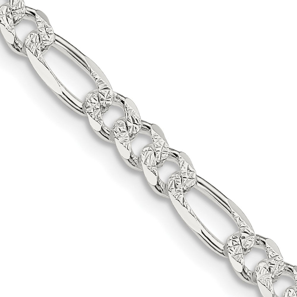 Sterling Silver 4.3mm Pav√á Flat Figaro Chain
