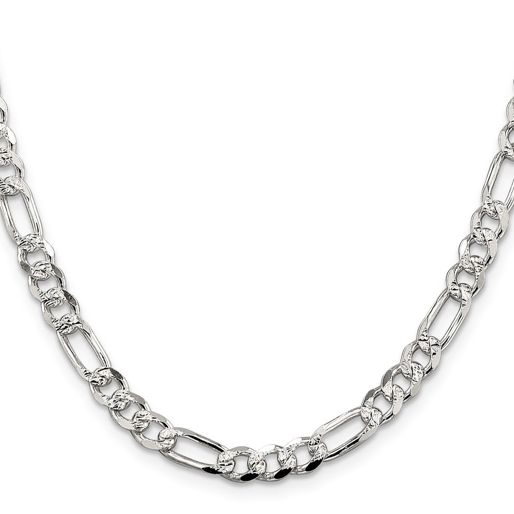 Sterling Silver 5.5mm Pav√á Flat Figaro Chain