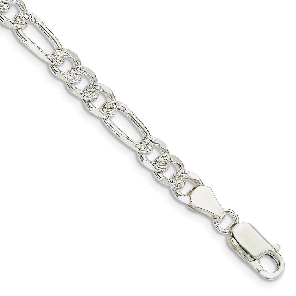 Sterling Silver 5.5mm PavÇ Flat Figaro Chain