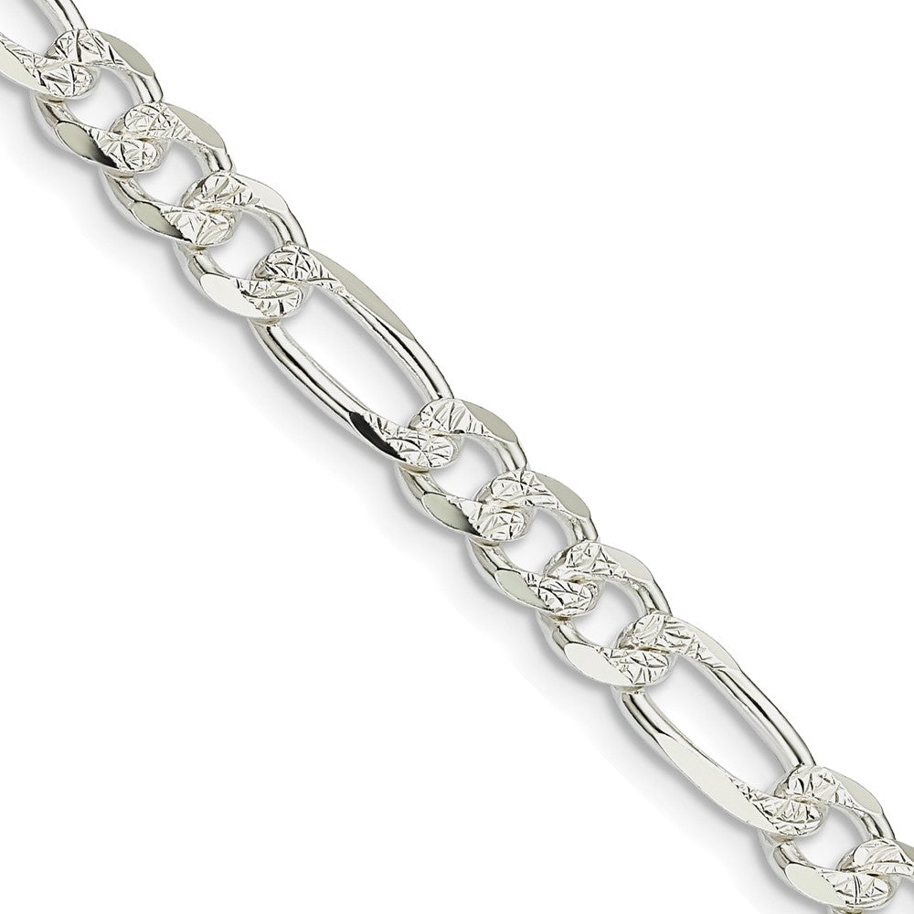 Sterling Silver 5.5mm Pav√á Flat Figaro Chain