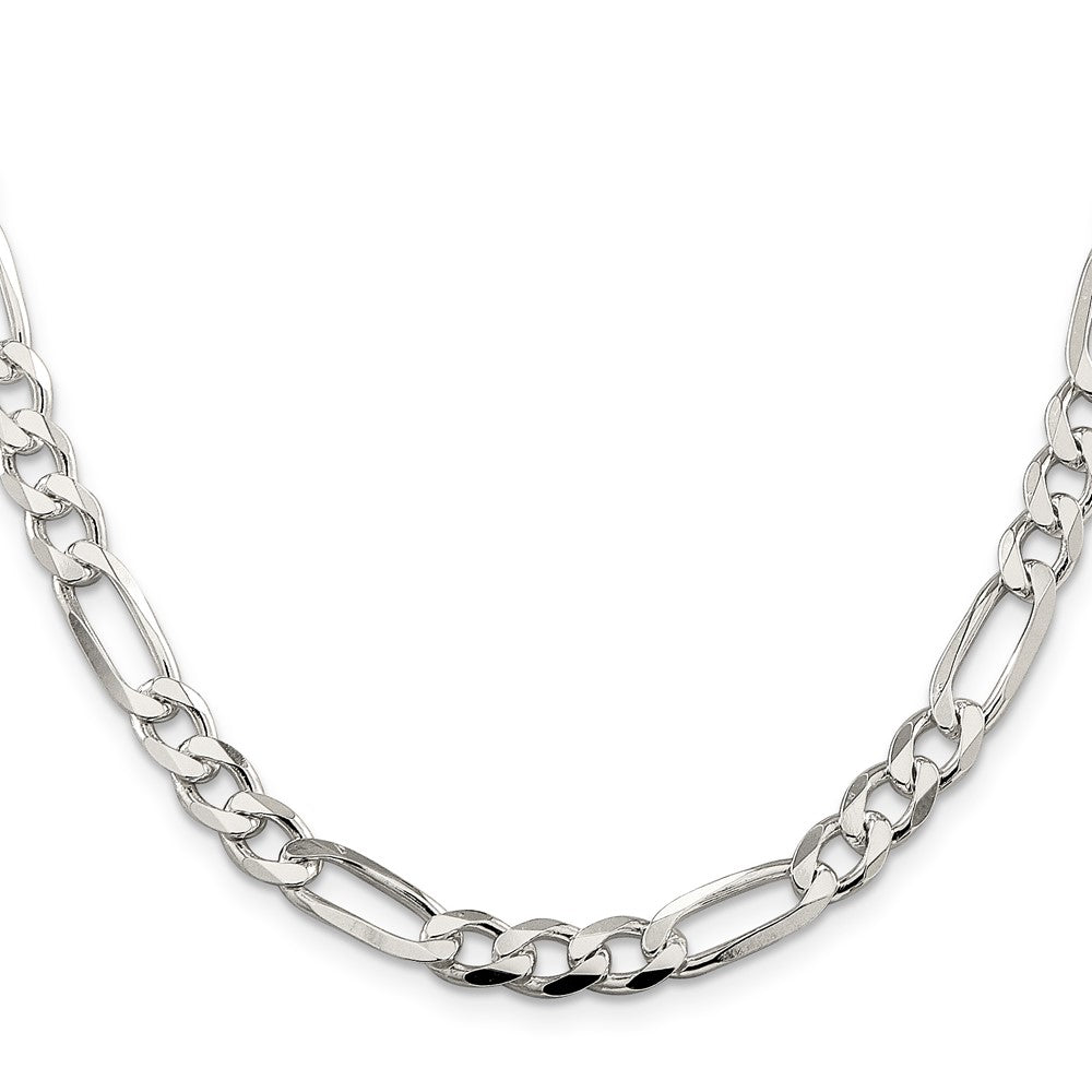 Sterling Silver 6.75mm Pav√á Flat Figaro Chain