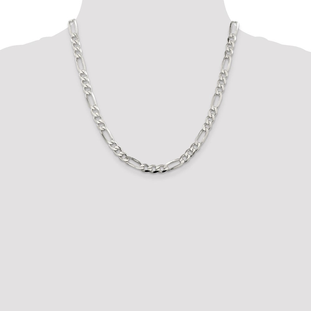 Sterling Silver 6.75mm PavÇ Flat Figaro Chain