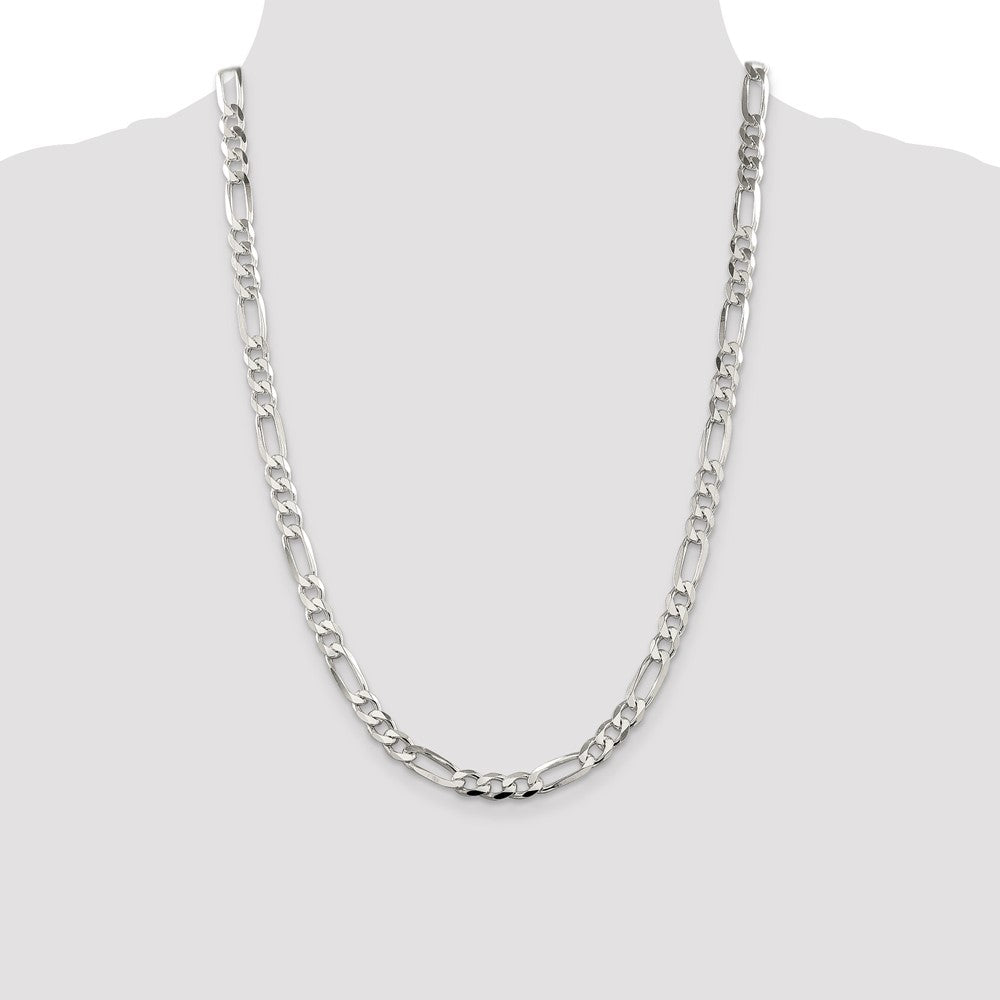 Sterling Silver 6.75mm PavÇ Flat Figaro Chain