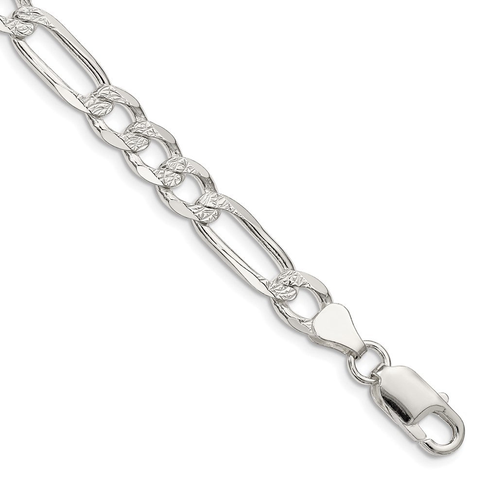 Sterling Silver 6.75mm PavÇ Flat Figaro Chain