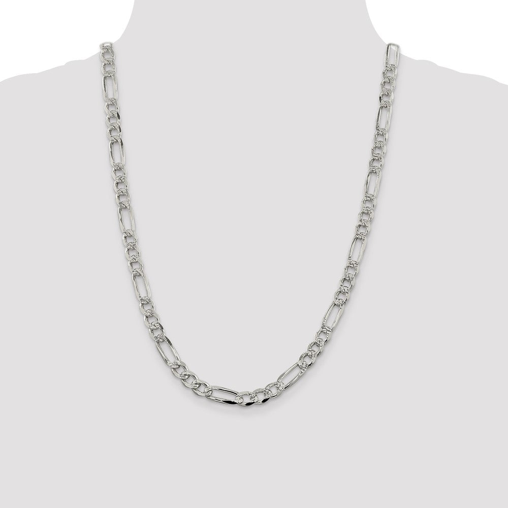 Sterling Silver 7.25mm PavÇ Flat Figaro Chain