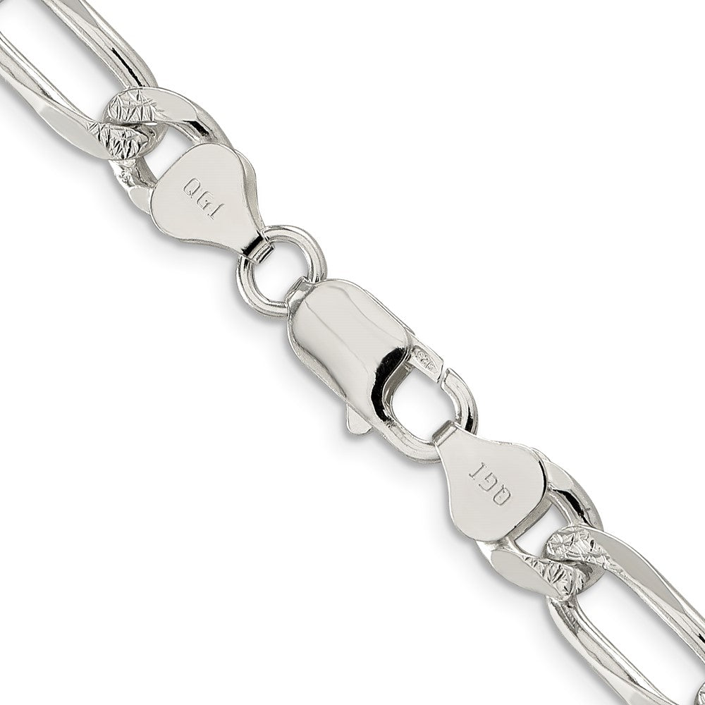 Sterling Silver 8mm PavÇ Flat Figaro Chain