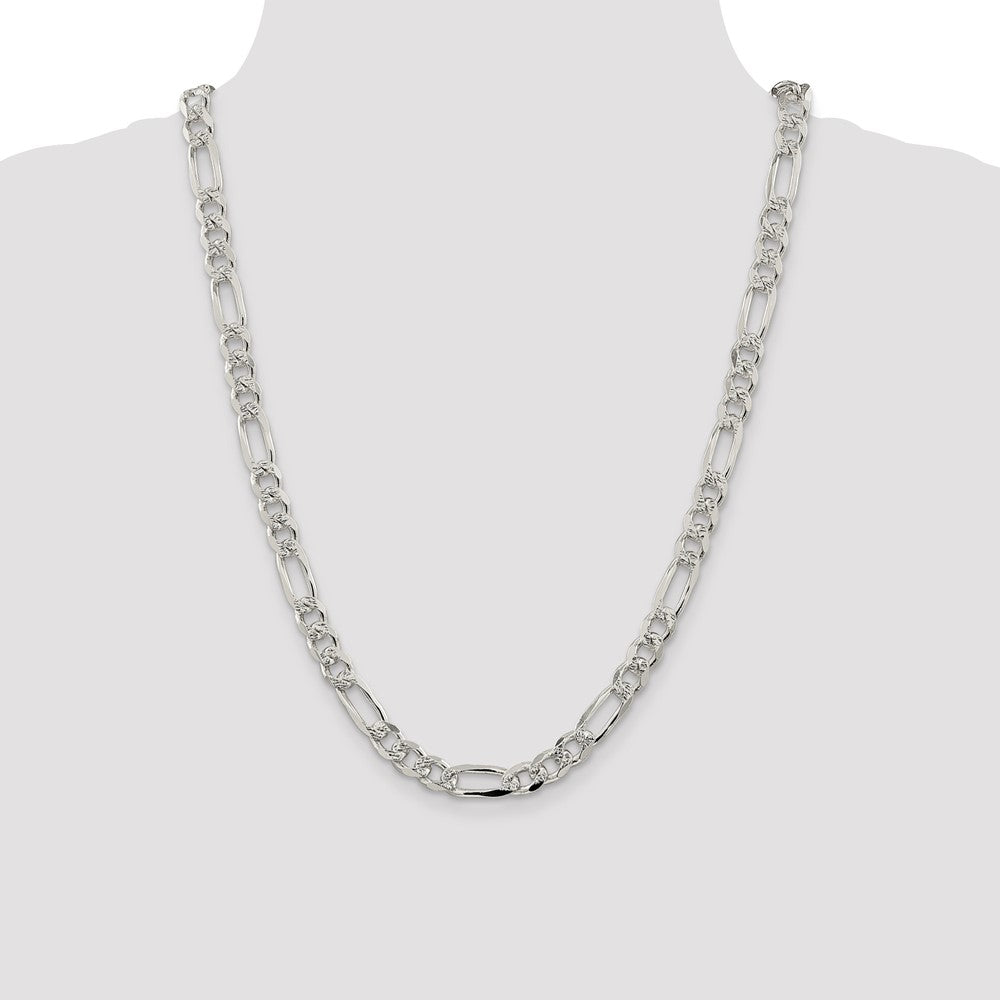 Sterling Silver 8mm PavÇ Flat Figaro Chain