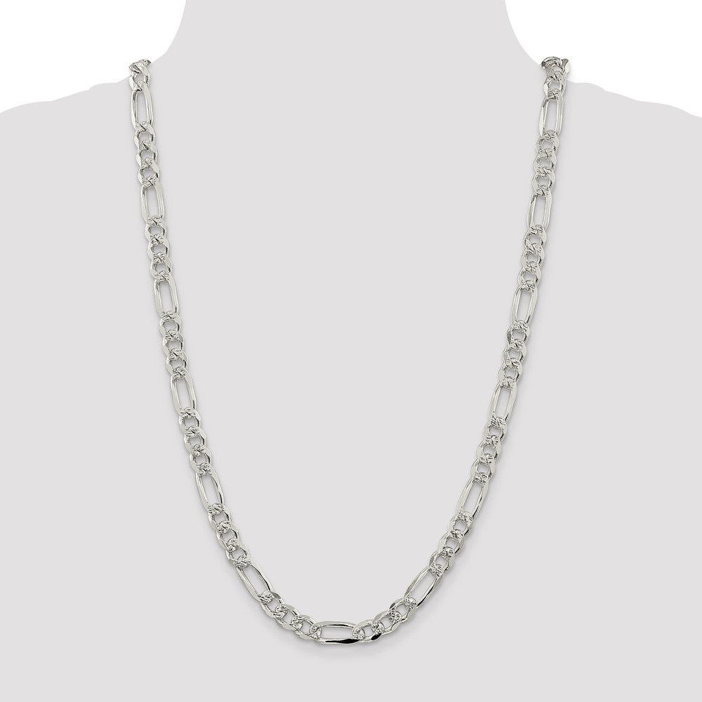 Sterling Silver 8mm PavÇ Flat Figaro Chain