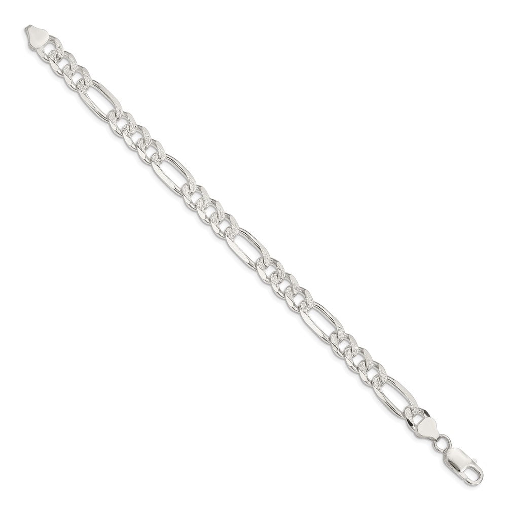 Sterling Silver 8mm PavÇ Flat Figaro Chain