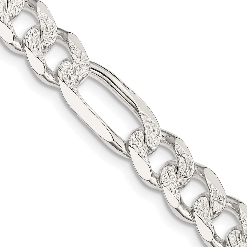 Sterling Silver 8mm PavÇ Flat Figaro Chain