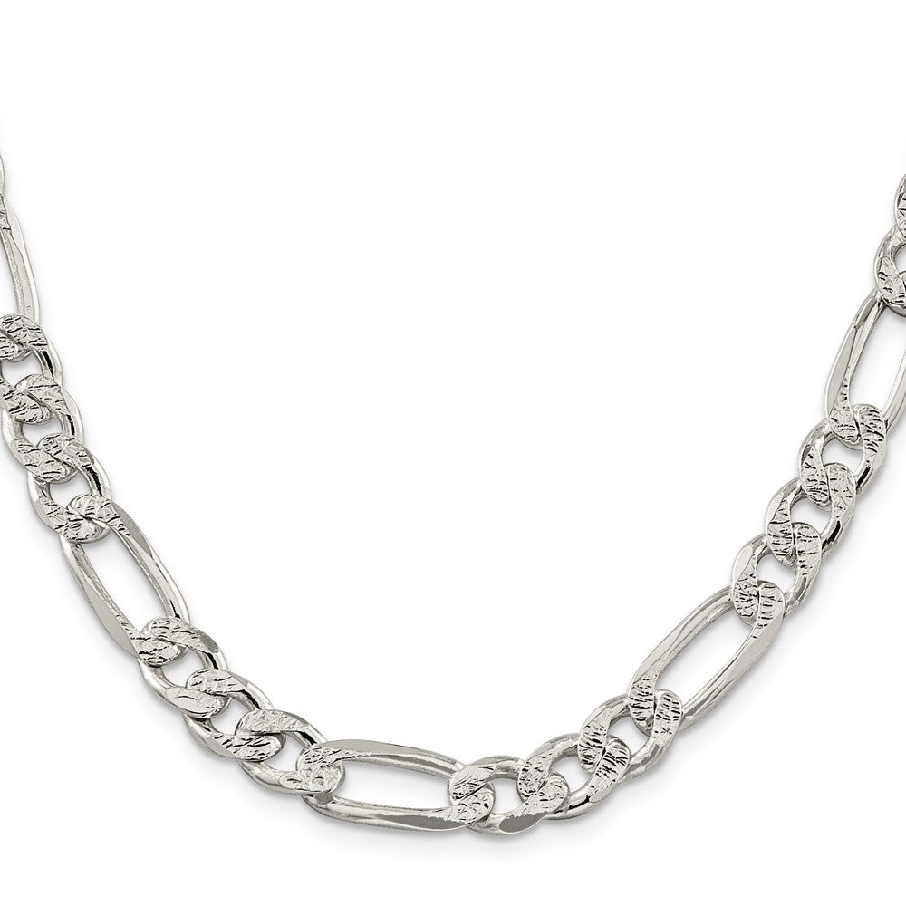 Sterling Silver 9.5mm PavÇ Flat Figaro Chain