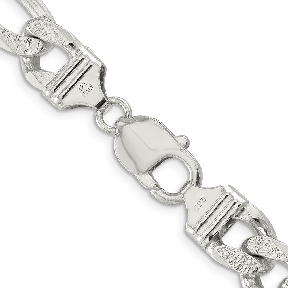 Sterling Silver 11.0mm PavÇ Flat Figaro Chain
