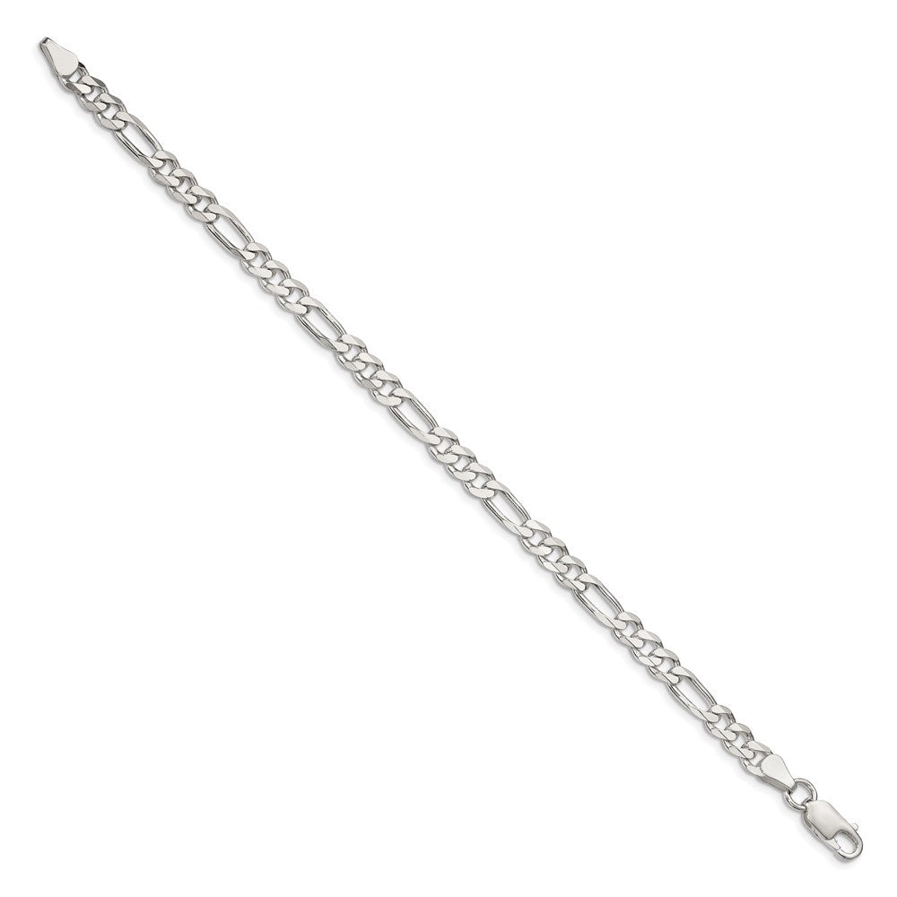 925 Sterling Silver Solid White 5.5MM Figaro Link Bracelet
