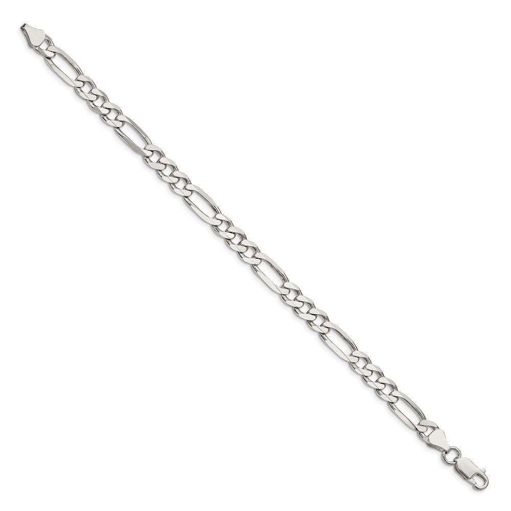 925 Sterling Silver Solid White 6.5MM Figaro Link Bracelet