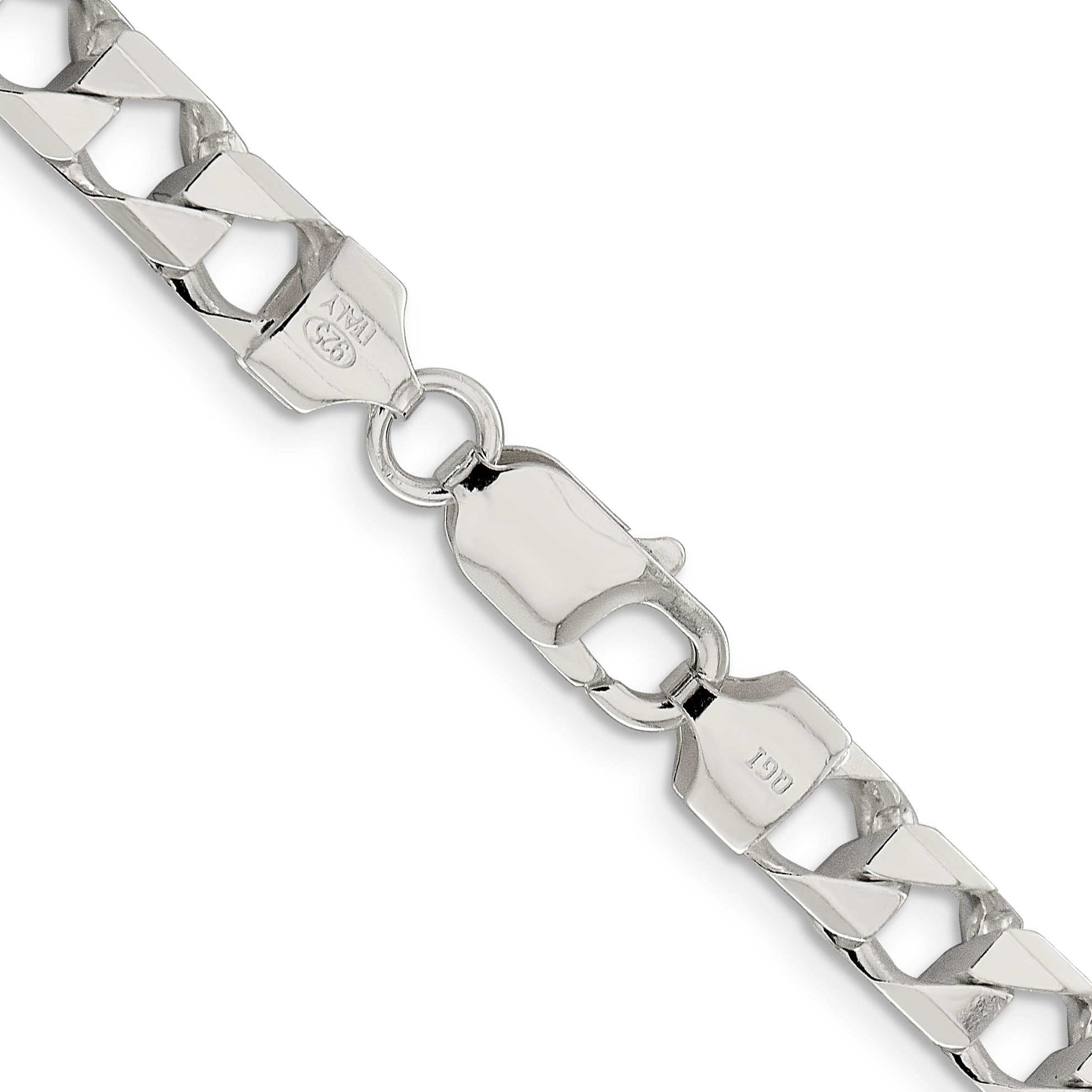 Sterling Silver 7.2mm D/C Square Curb Chain