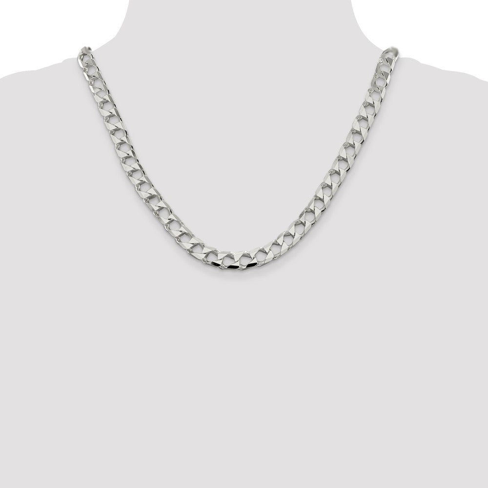 Sterling Silver 8.6mm D/C Square Curb Chain