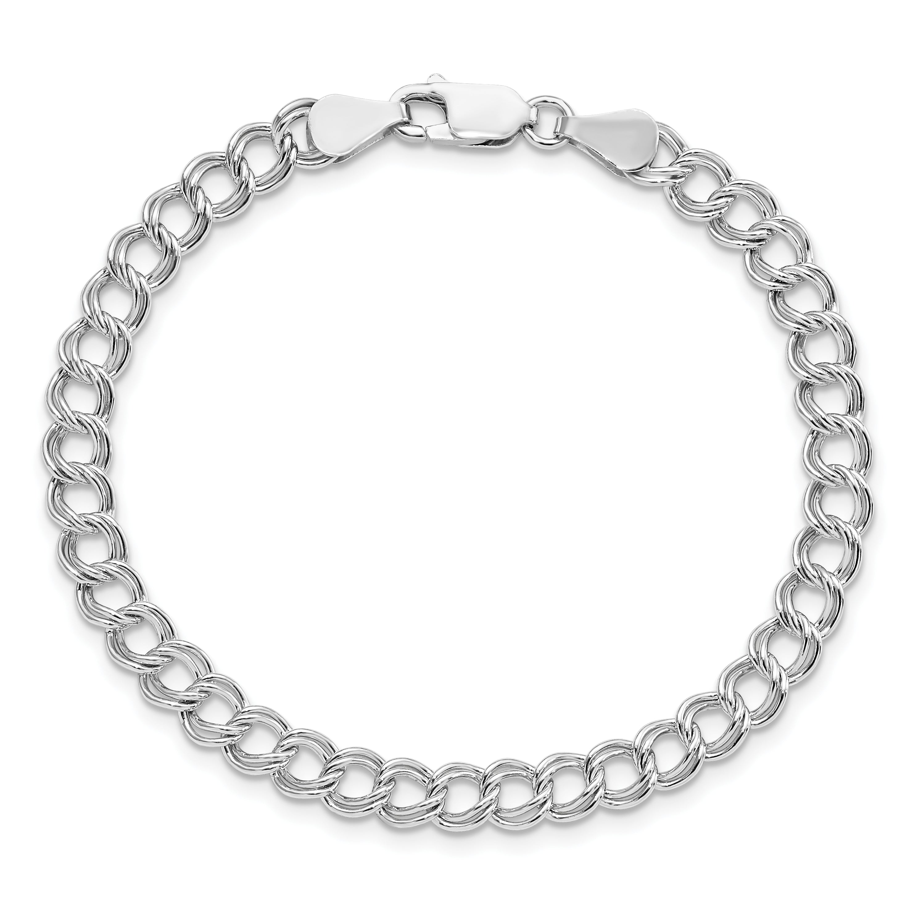 Amore La Vita Sterling Silver Rhodium-plated Polished 5.25mm 7 inch Open Link with Lobster Clasp Charm Bracelet