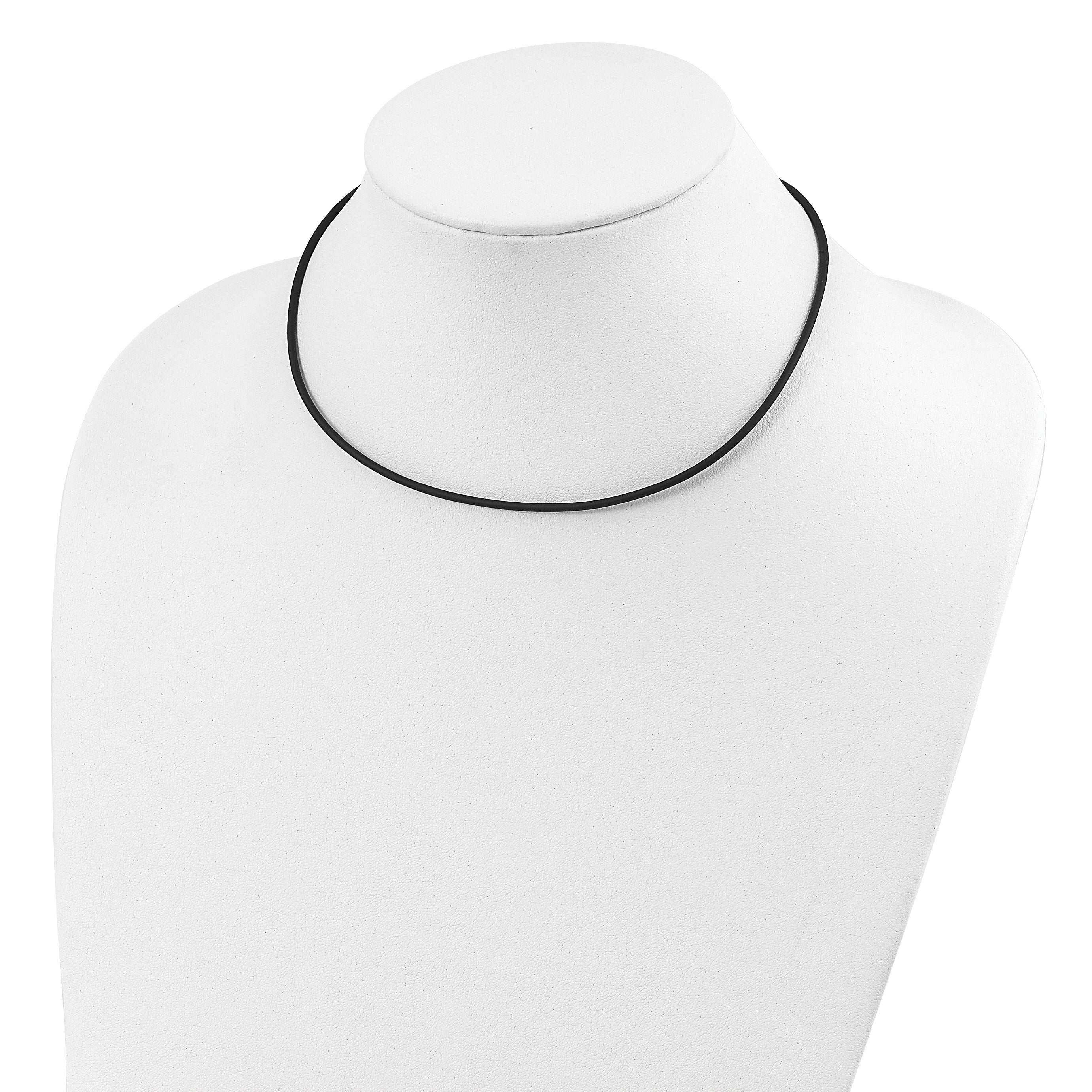Sterling Silver 18inch 2mm Black Rubber Cord Necklace