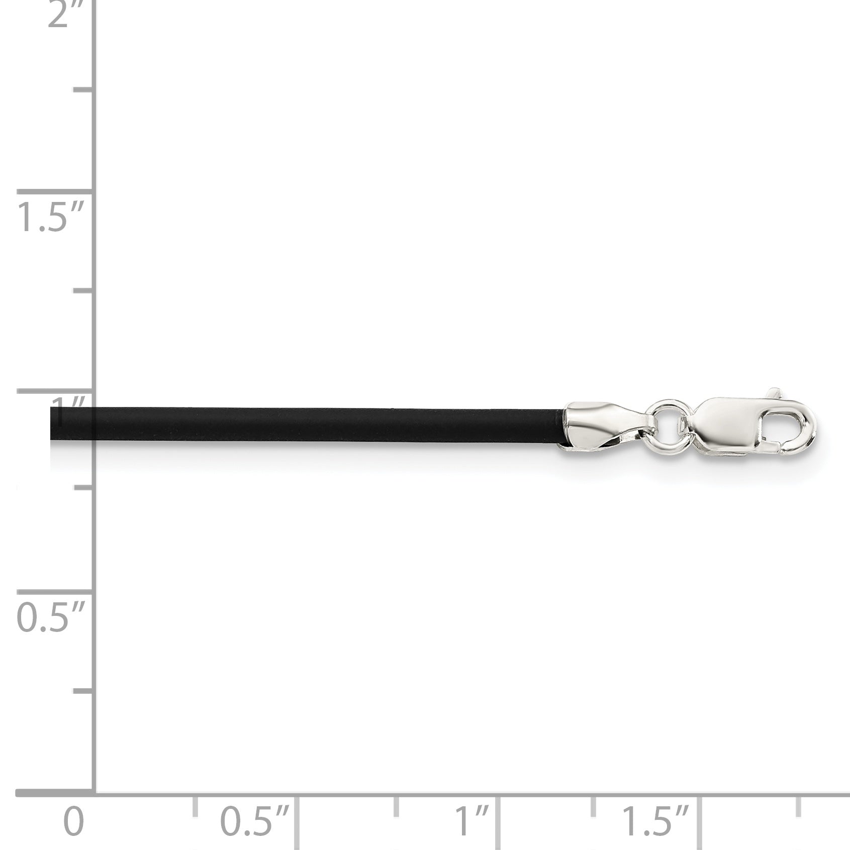 Sterling Silver 18inch 2mm Black Rubber Cord Necklace