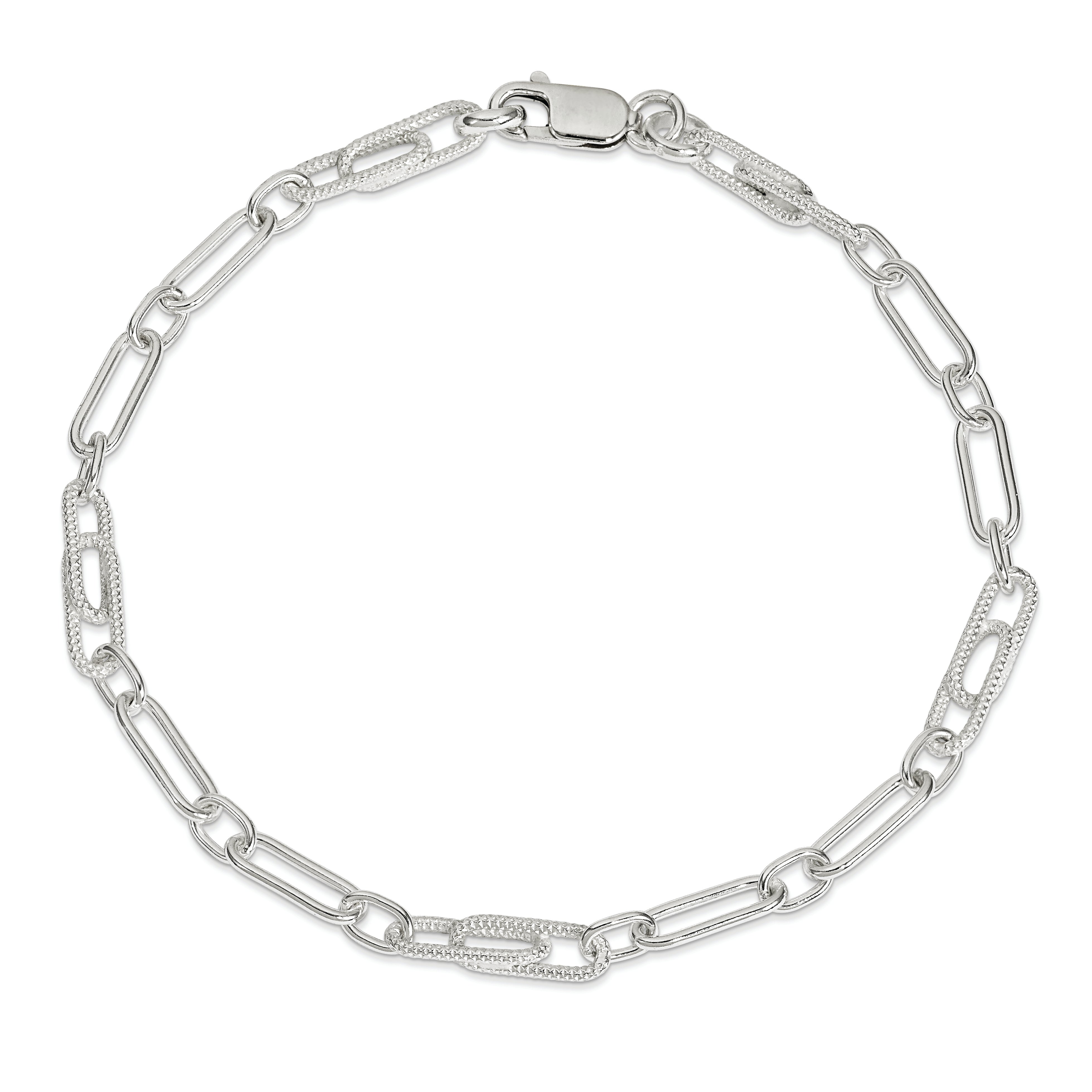 Sterling Silver Fancy Link Anklet