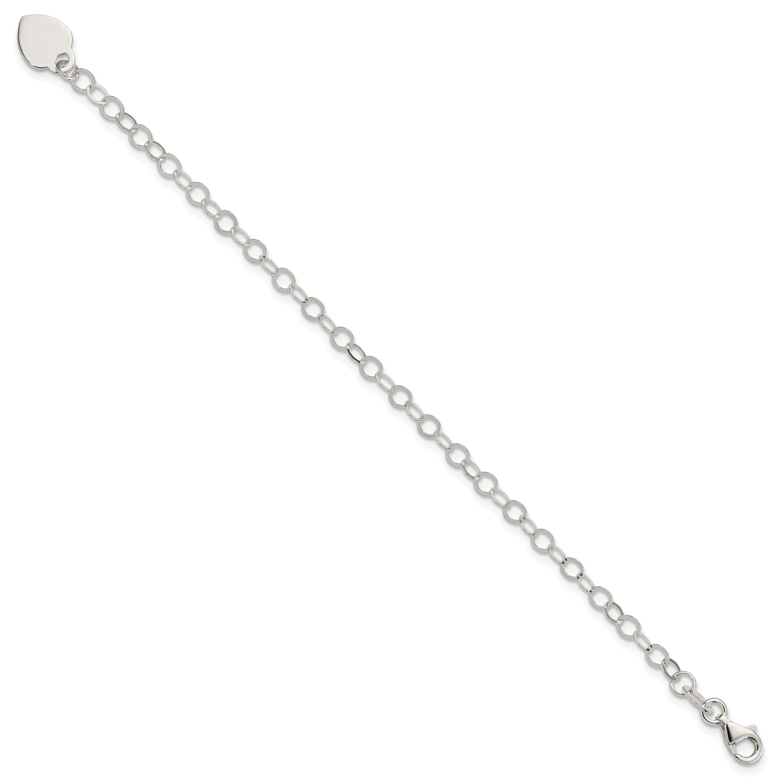 Sterling Silver Engraveable Heart Charm Childs Bracelet