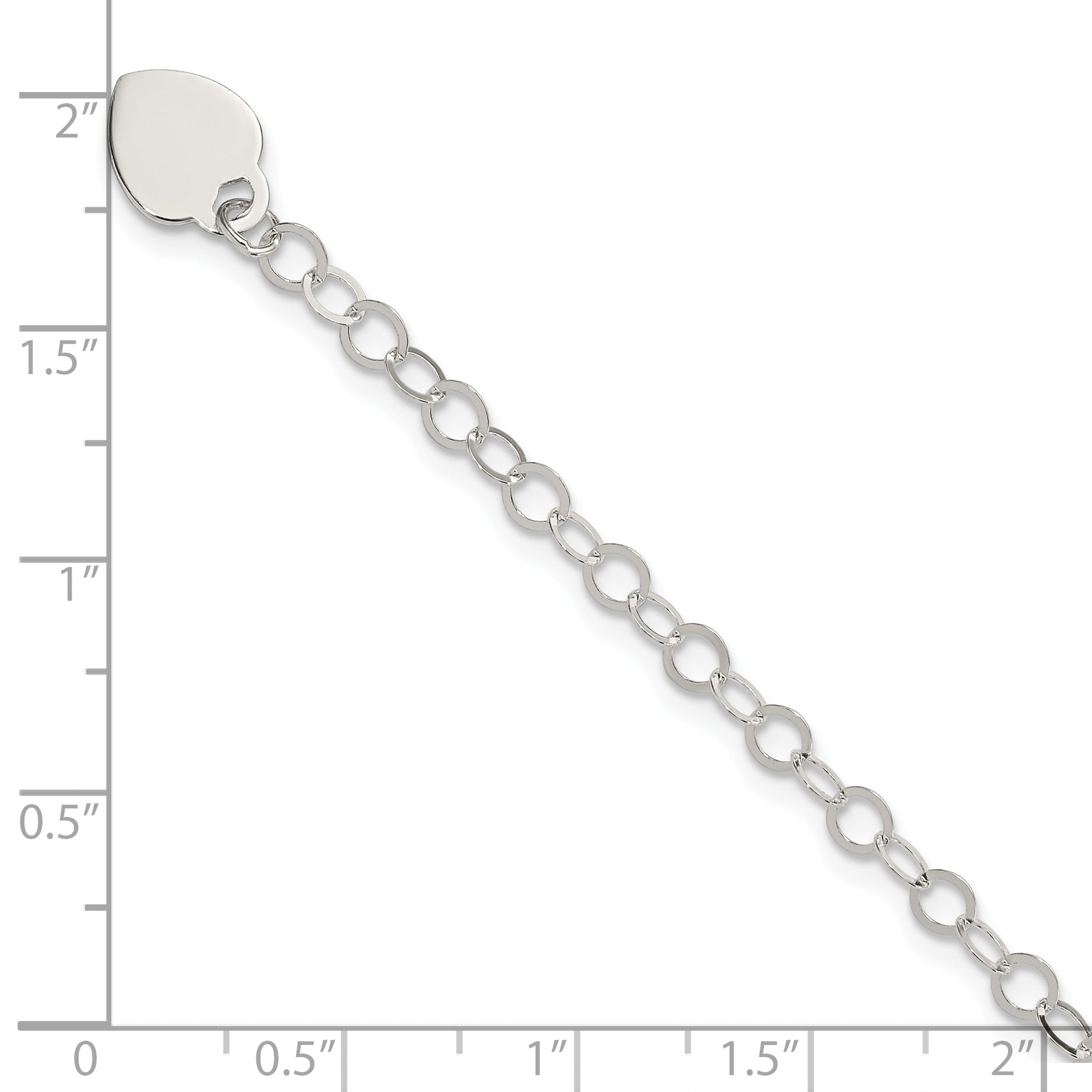 Sterling Silver Engraveable Heart Charm Childs Bracelet