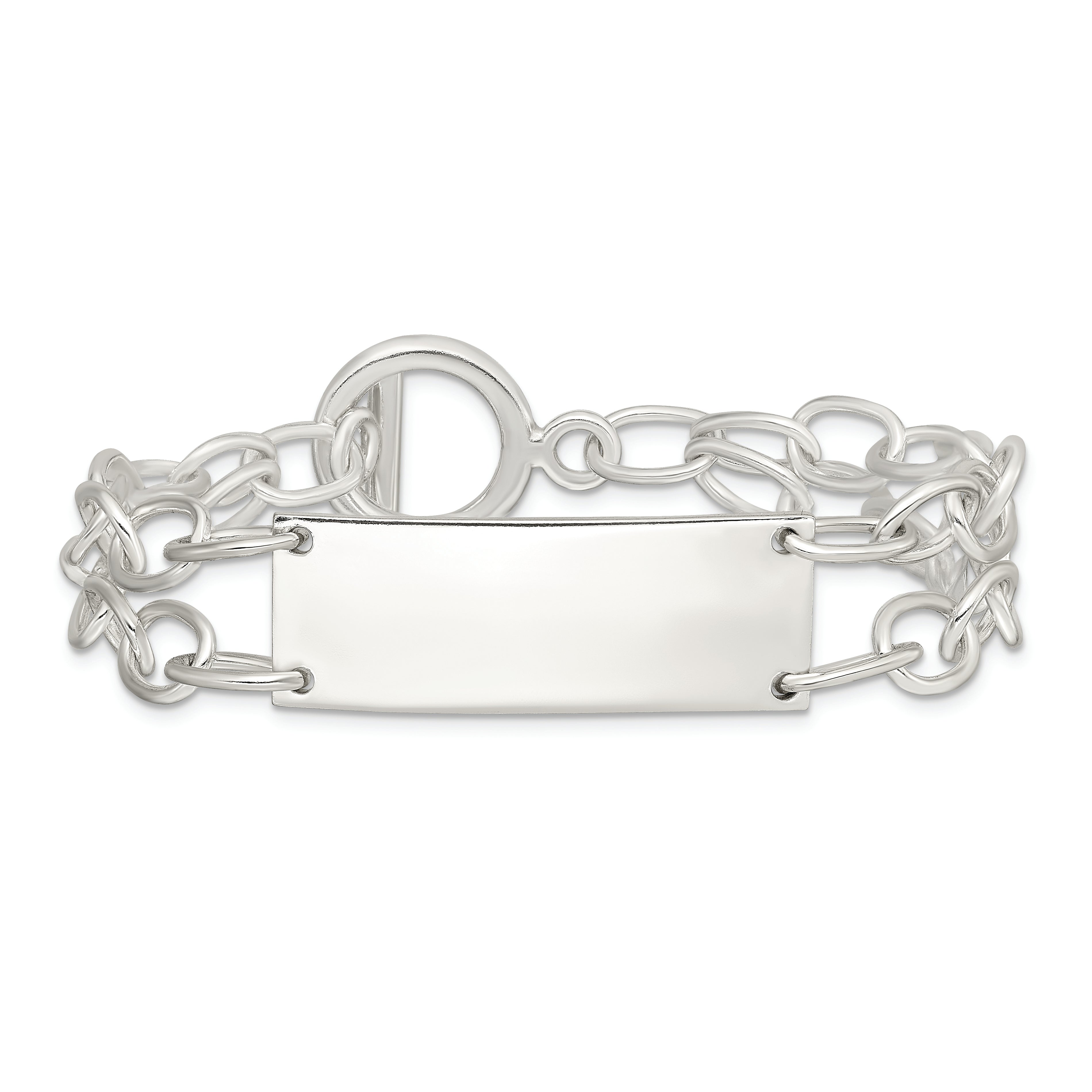 Sterling Silver Double Strand Oval Link ID Bracelet